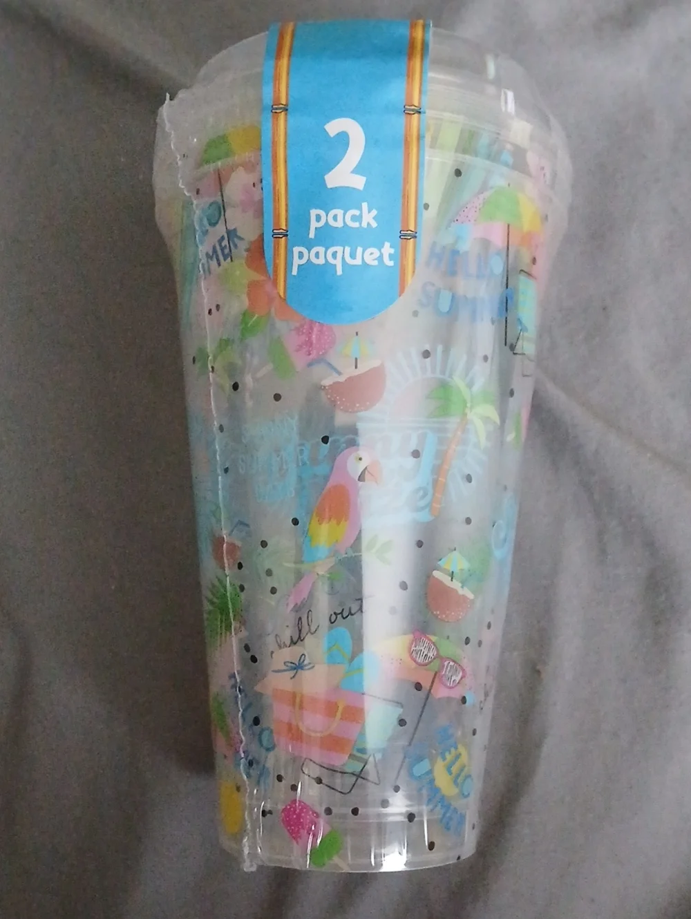 2-Pack Clear Tropical Party Cups - Multicolor